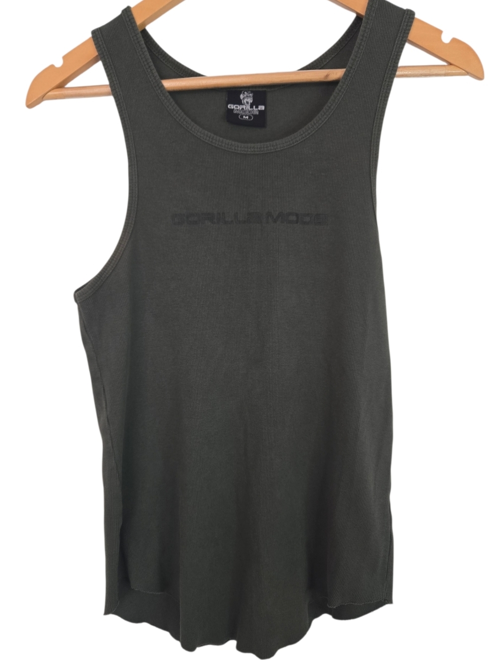 Gorilla Mode Ribbed Tank Top Medium Olive Green Gym Fitness Athletic